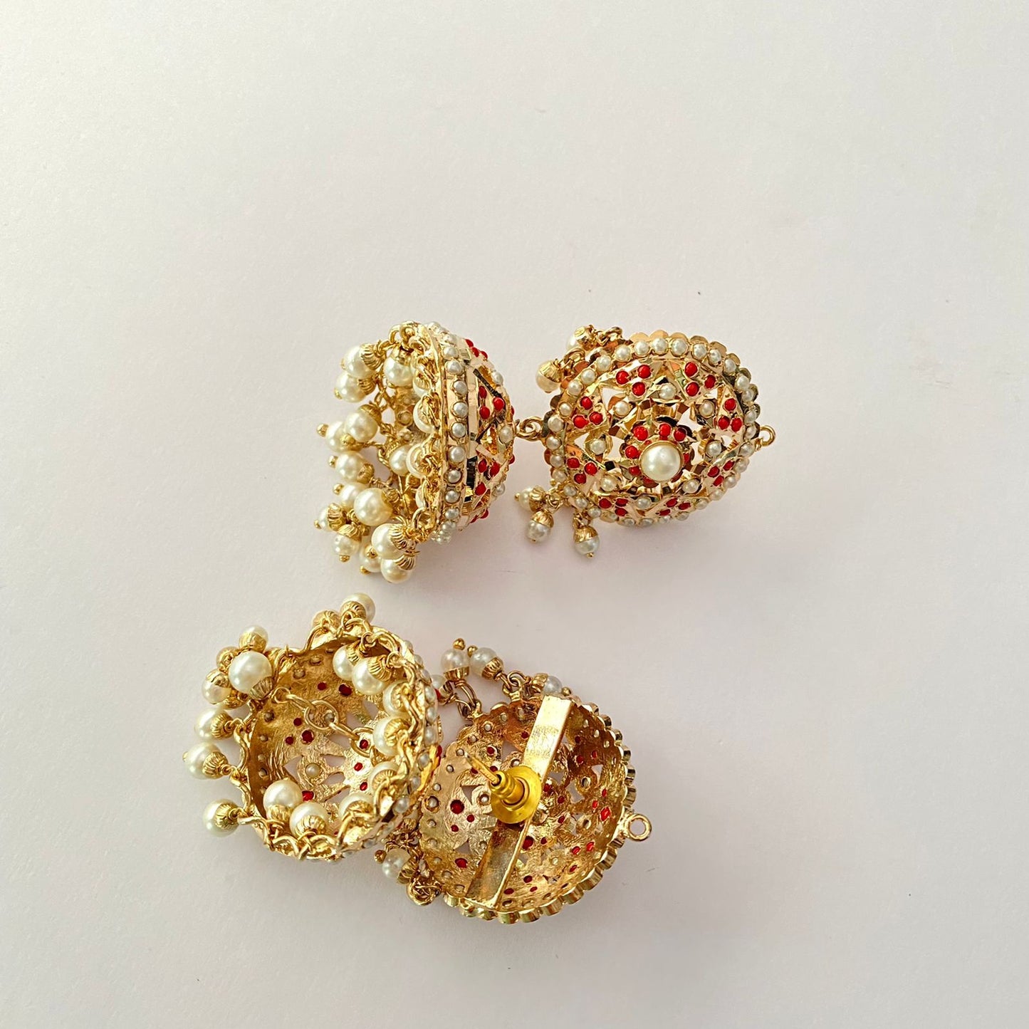 Coral Jadau Jhumka