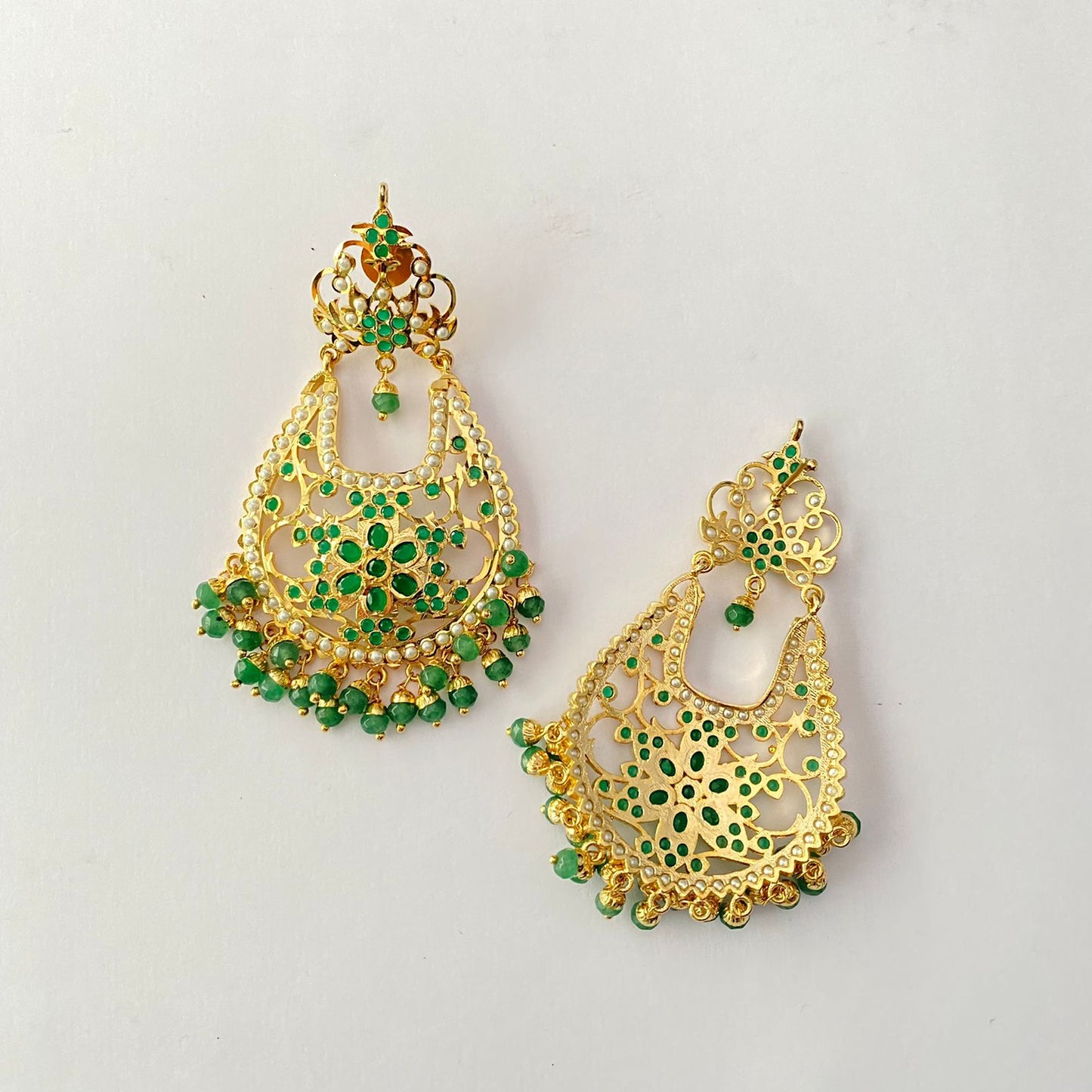 Green Gold Plated Chand Bali