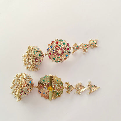 Multi Big Jadau Jhumka