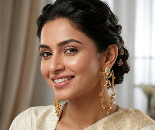 Aqua Gold Plated Kashmiri Jhumka Earring