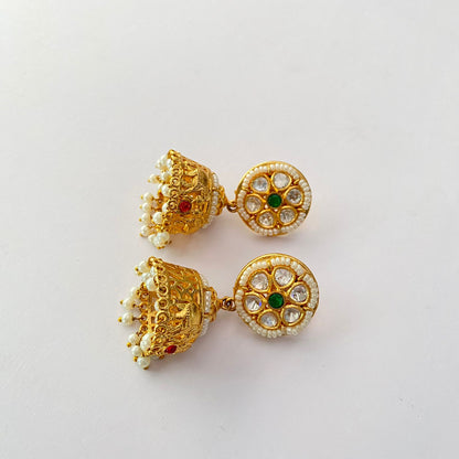 Ruby Kundan Gold Plated Jhumka Earring