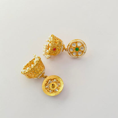Ruby Kundan Gold Plated Jhumka Earring