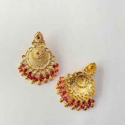 Gold Plated Ruby Earring