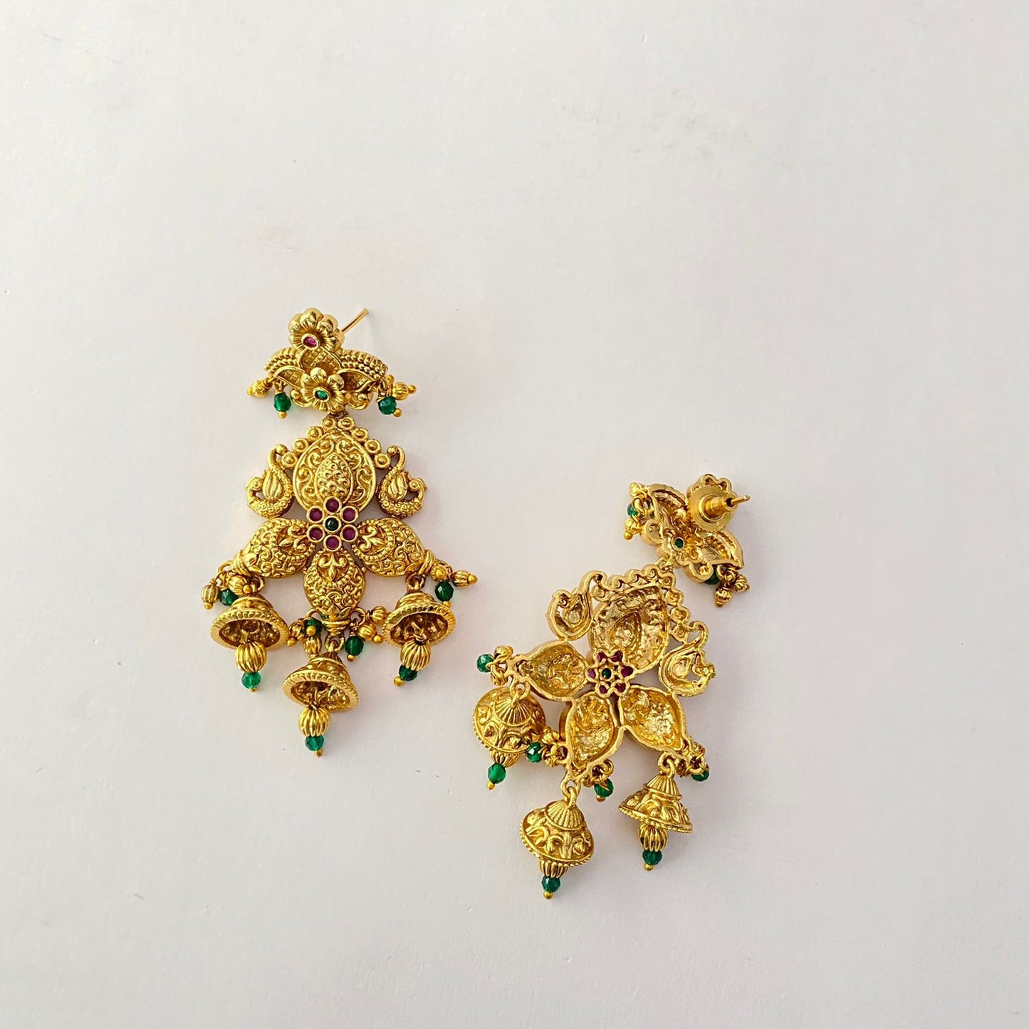 Gold Plated Drop Green Earring