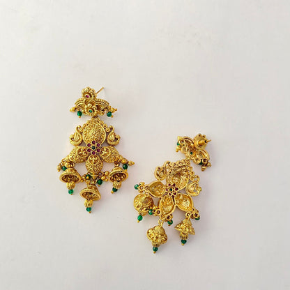 Gold Plated Drop Green Earring