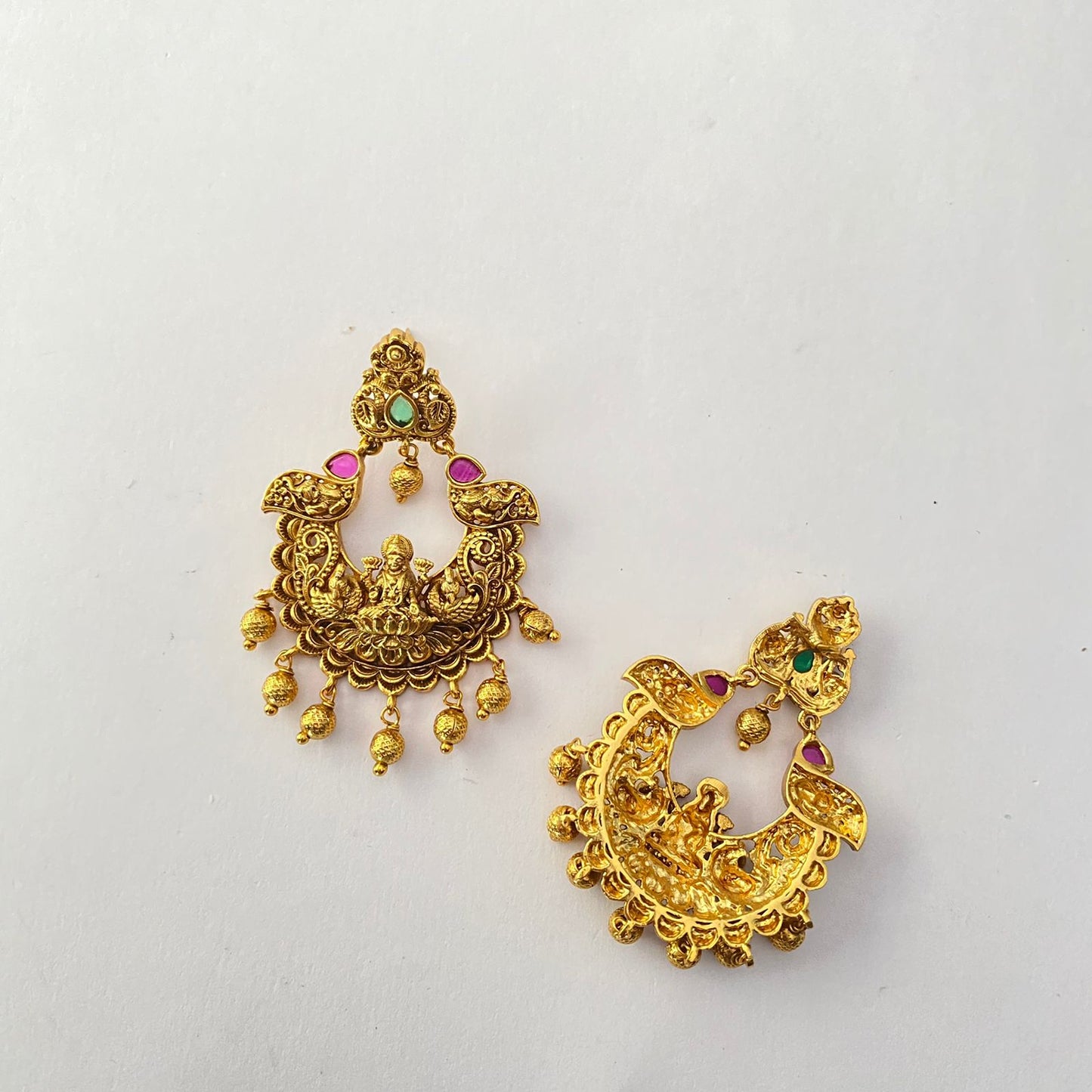Laxmi Antique Gold Plated Chand Bali
