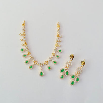 Emerald Gold Plated Necklace Set.