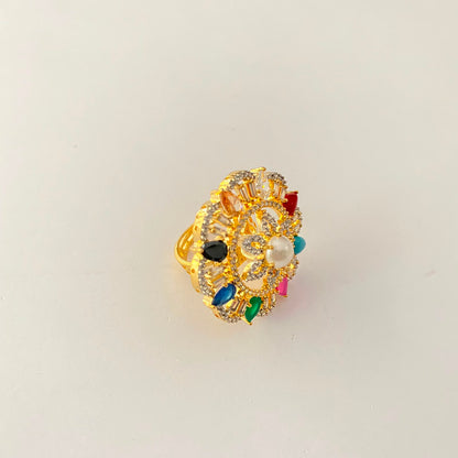 Multi Pearl Gold Plated Ring