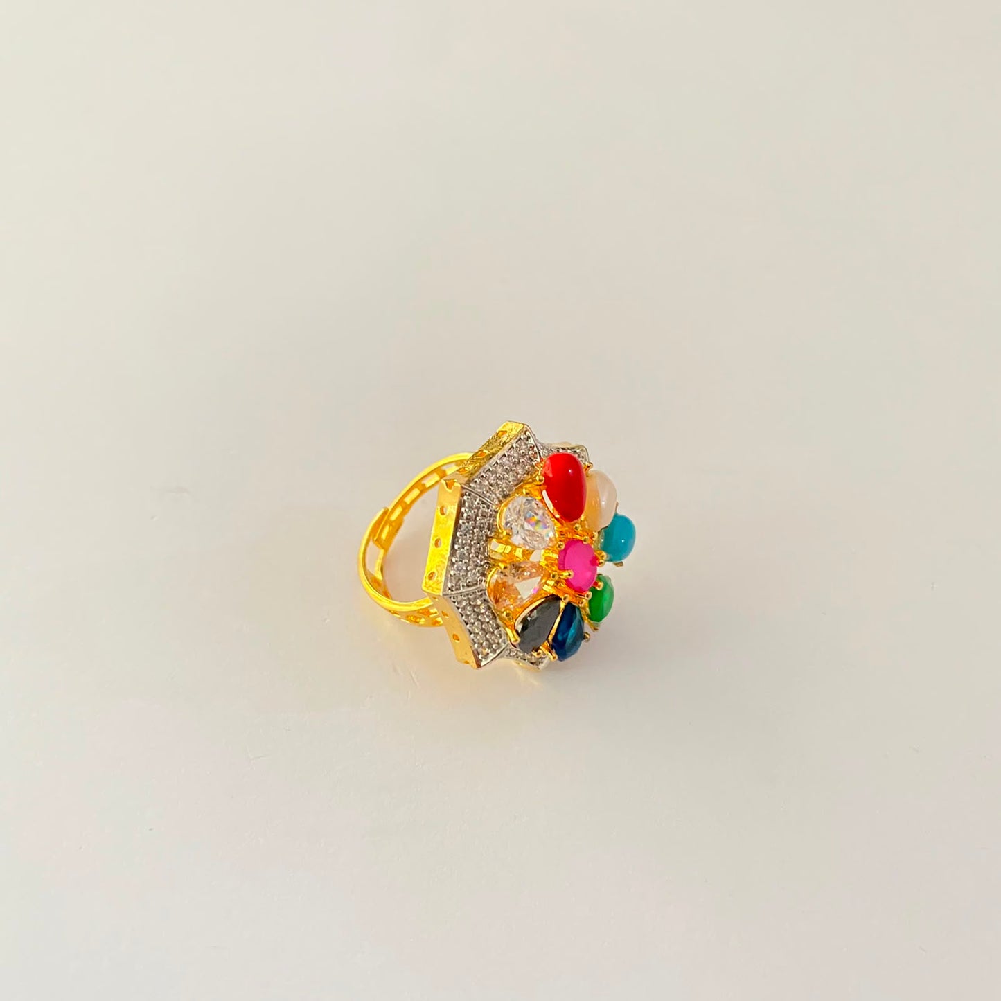 Navratan Gold Plated Ring