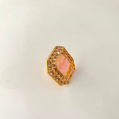 Kundan Rose Quartz Ring