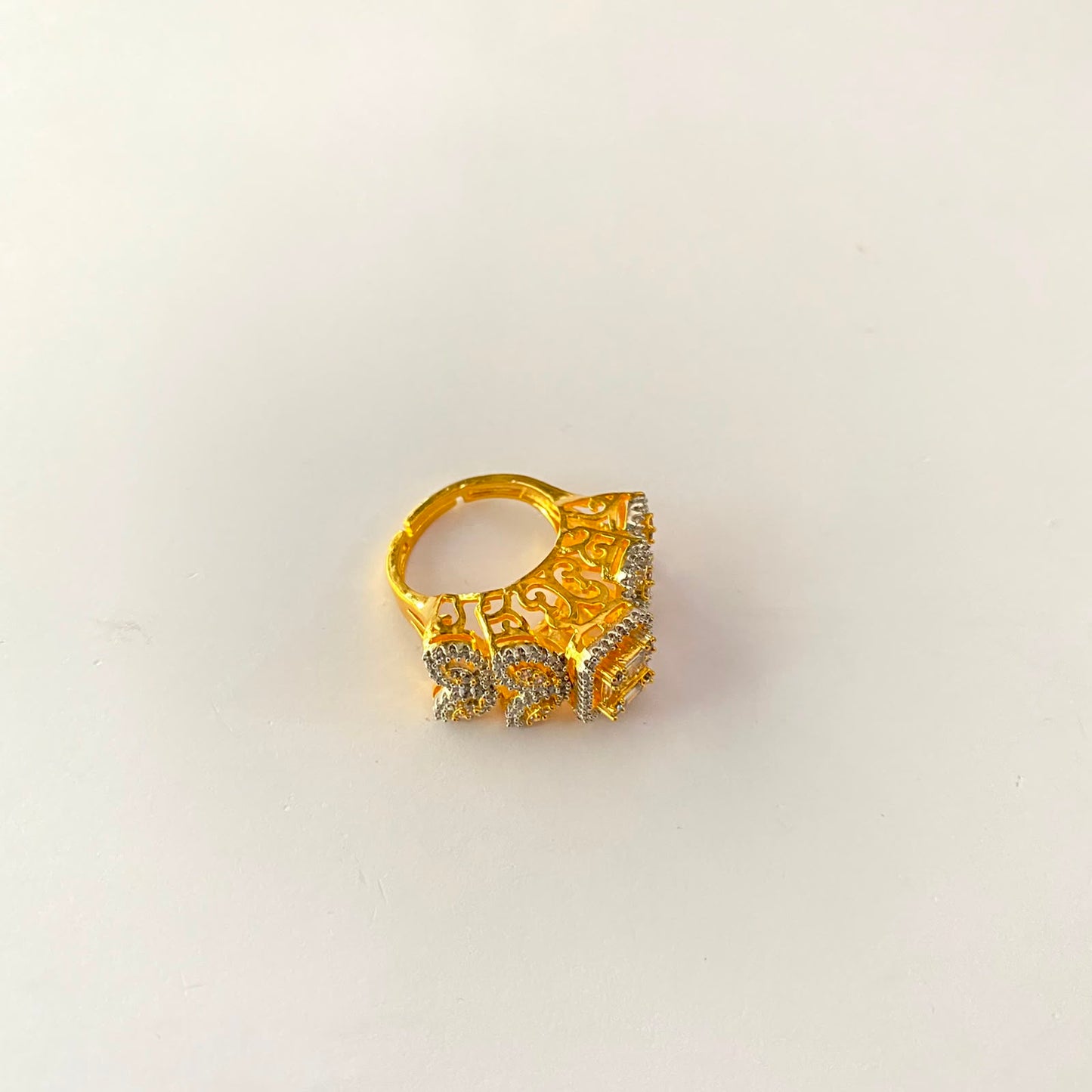 Cocktail Diamond Gold Plated Ring