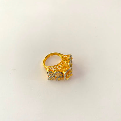 Cocktail Diamond Gold Plated Ring
