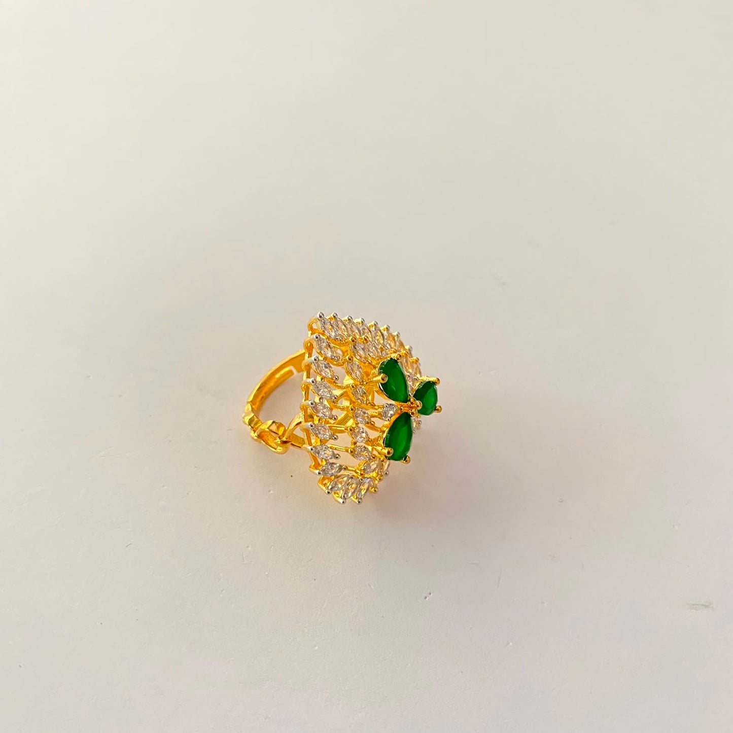 Emerald Gold Plated Heart Shape Ring