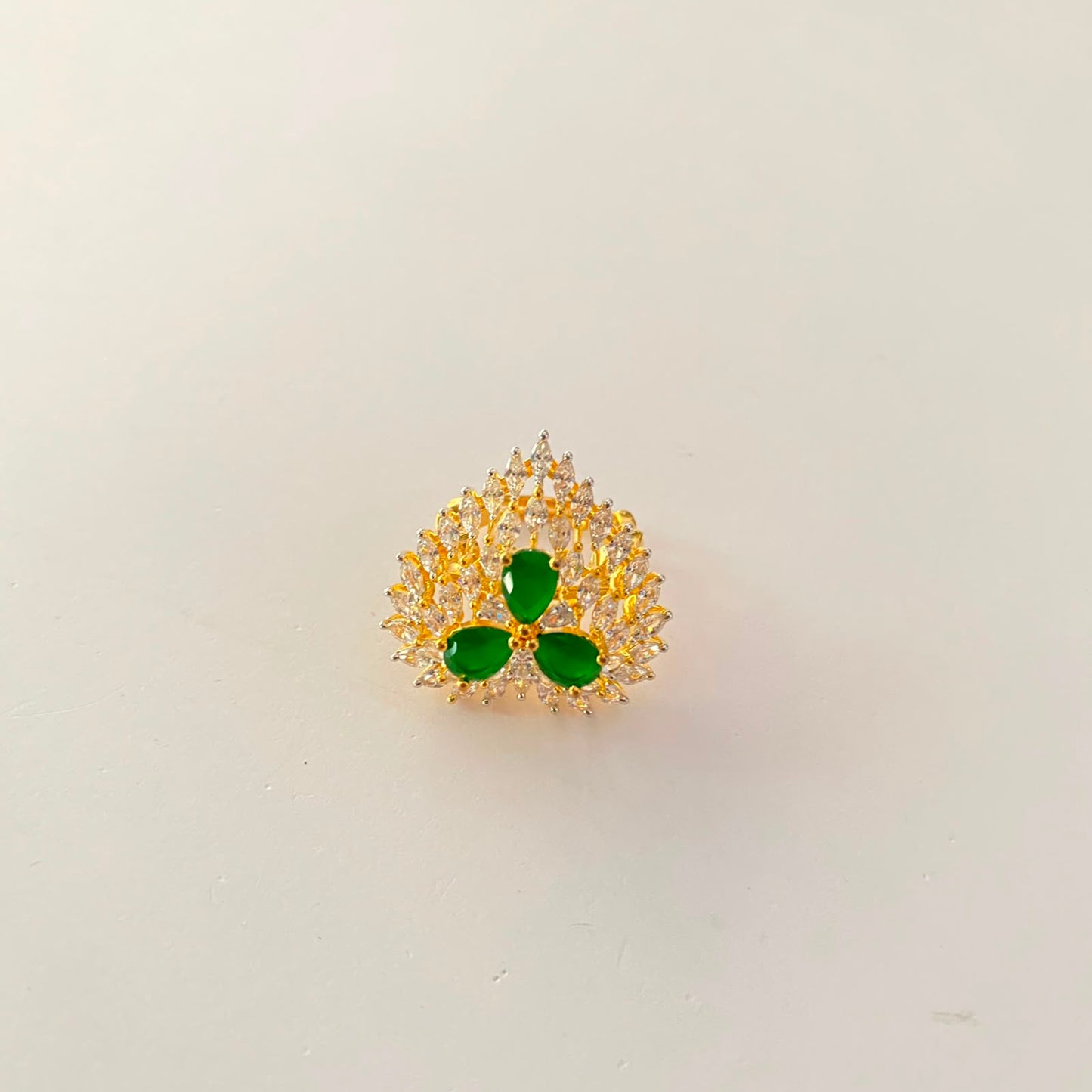 Emerald Gold Plated Heart Shape Ring