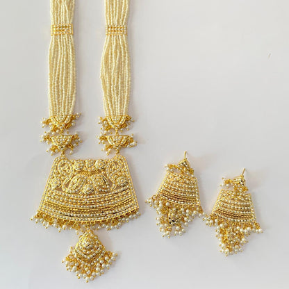 White Beads Long Jadau Rani Haar