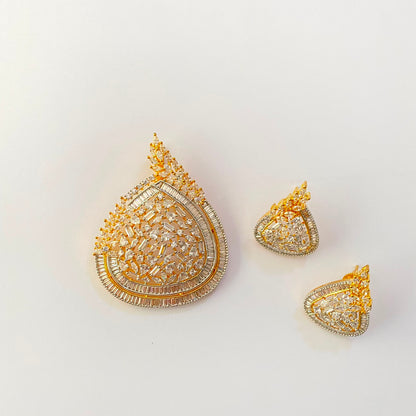 Diamond Gold Plated Pendant Set