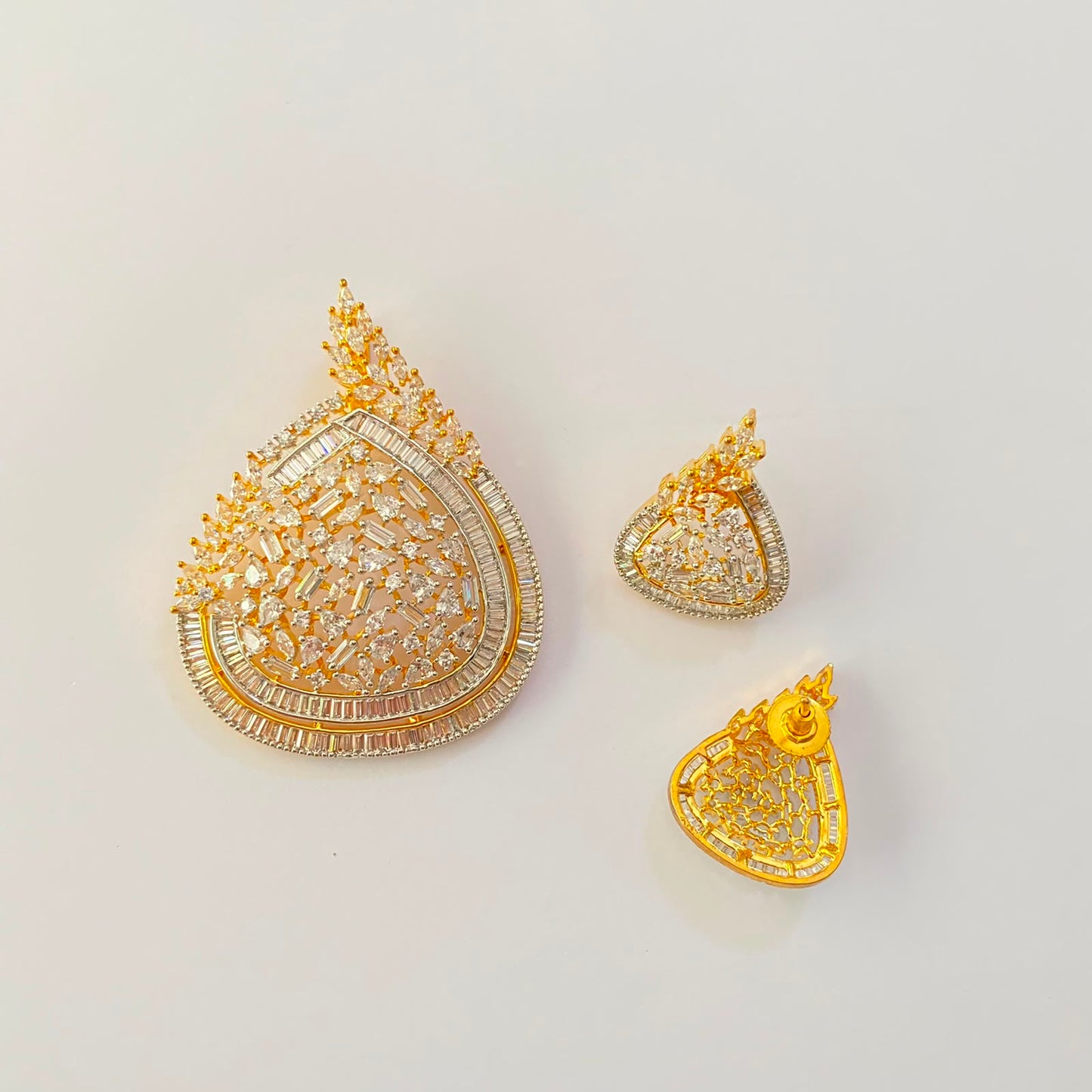Diamond Gold Plated Pendant Set