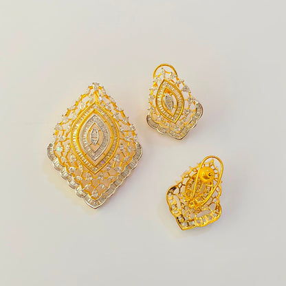 Marquise Shaped Frame Diamond Pendant Set