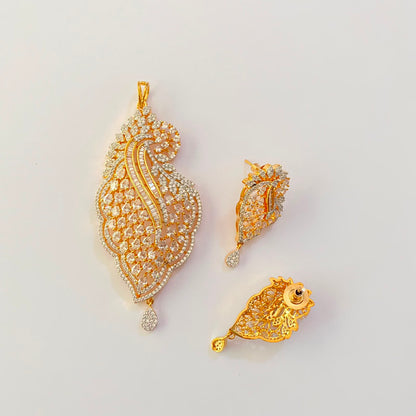 Diamond Gold Plated Pendant Set
