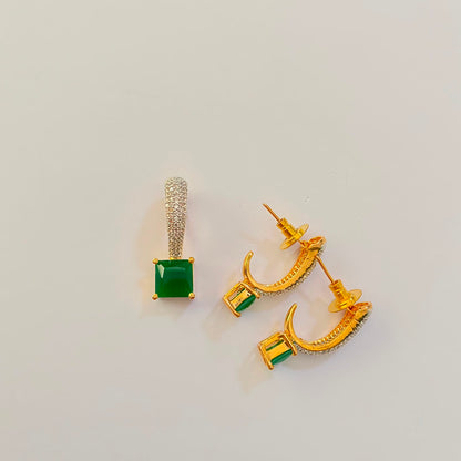 Gold Plated Green Pendant Set