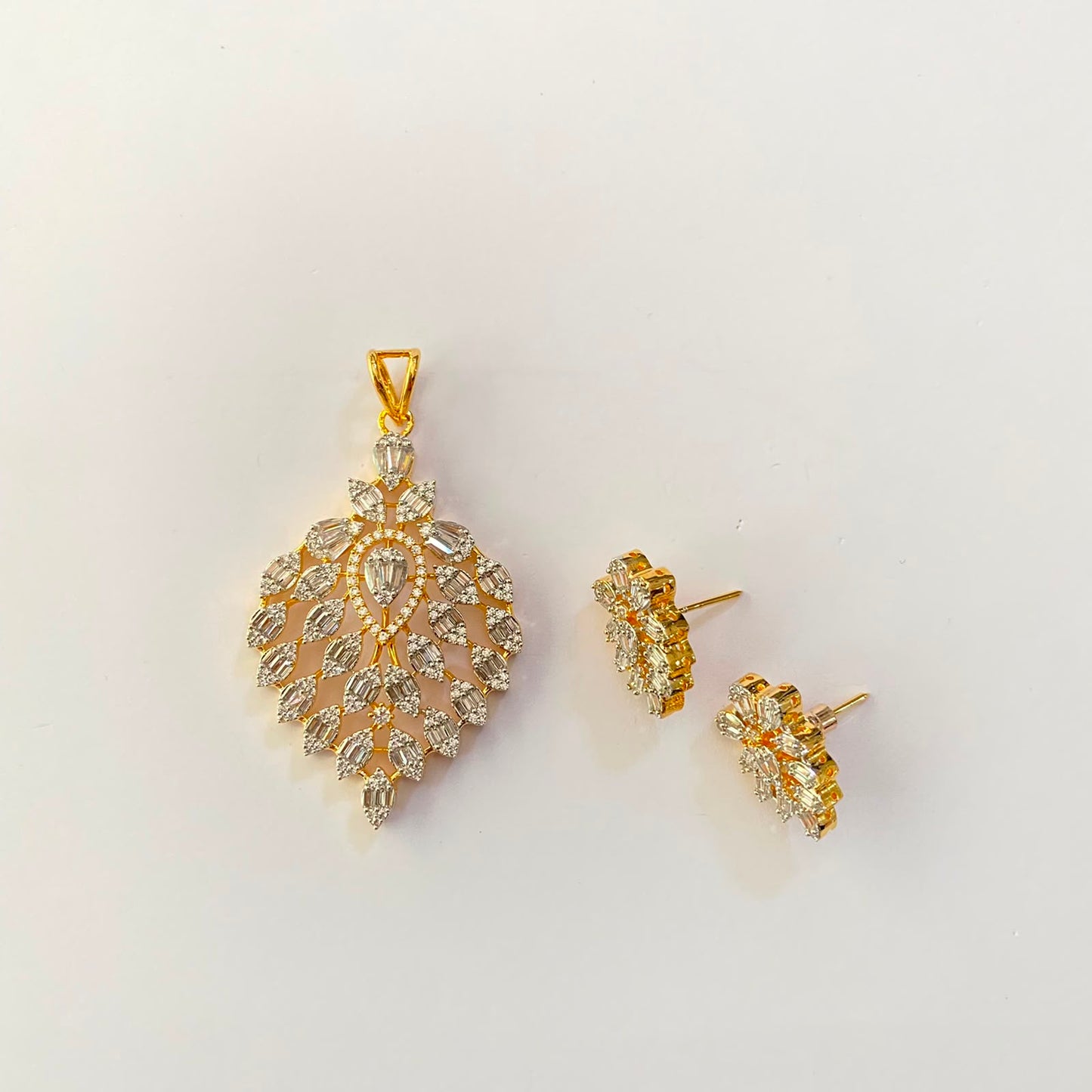 Diamond Gold Plated Pendant Set