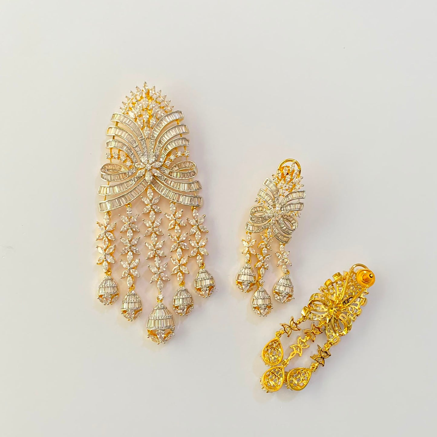 Diamond Big Gold Plated Pendant Set