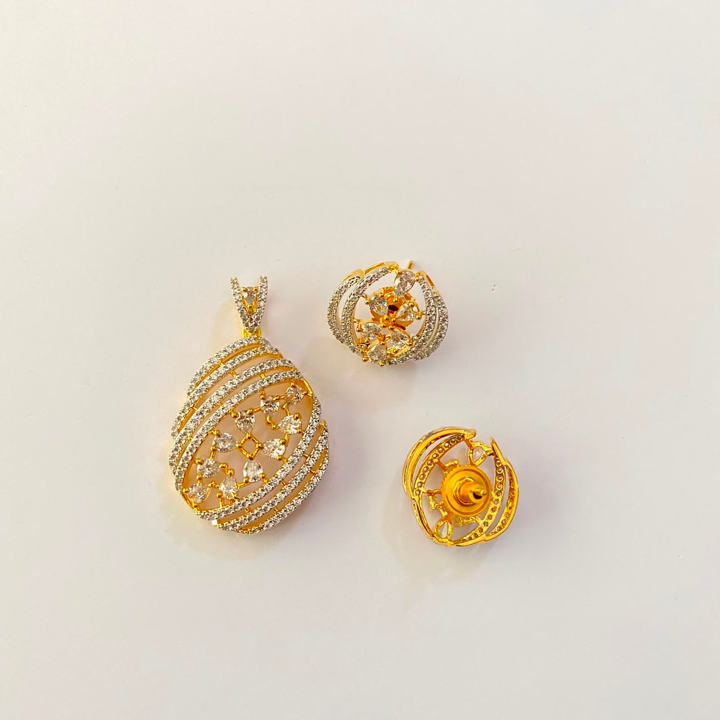 Gold Plated Diamond Pendant Set