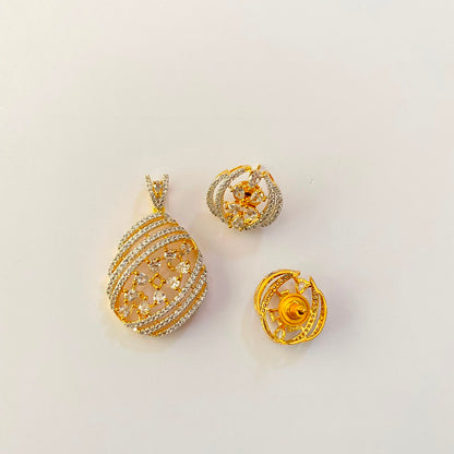 Gold Plated Diamond Pendant Set