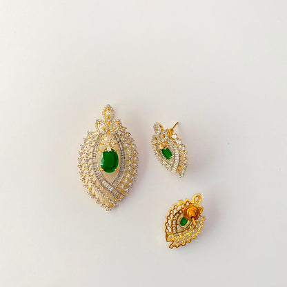 Green Diamond Gold Plated Pendant