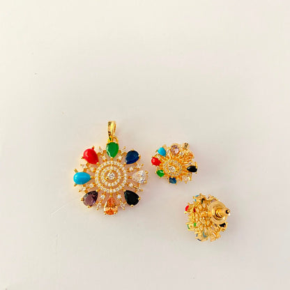 Multi Gold Plated Pendant Set