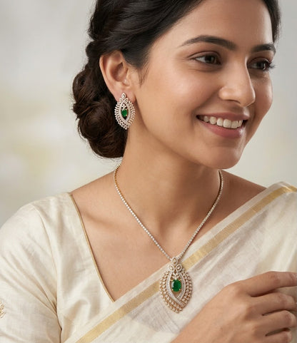 Green Diamond Gold Plated Pendant