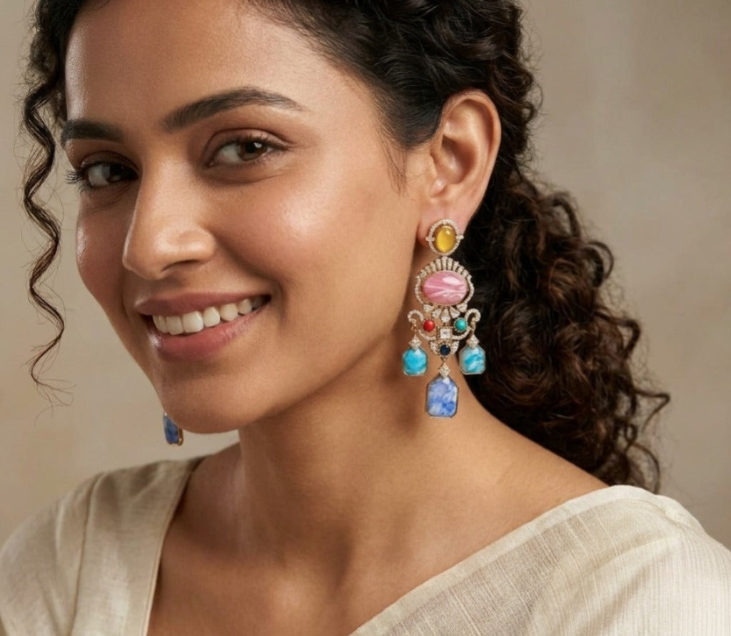 Multi colour Latest design with diamond earring