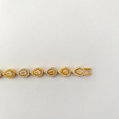 Drop Design Gold Plated Tennis Bracelet (Size- 2.6/2.8)