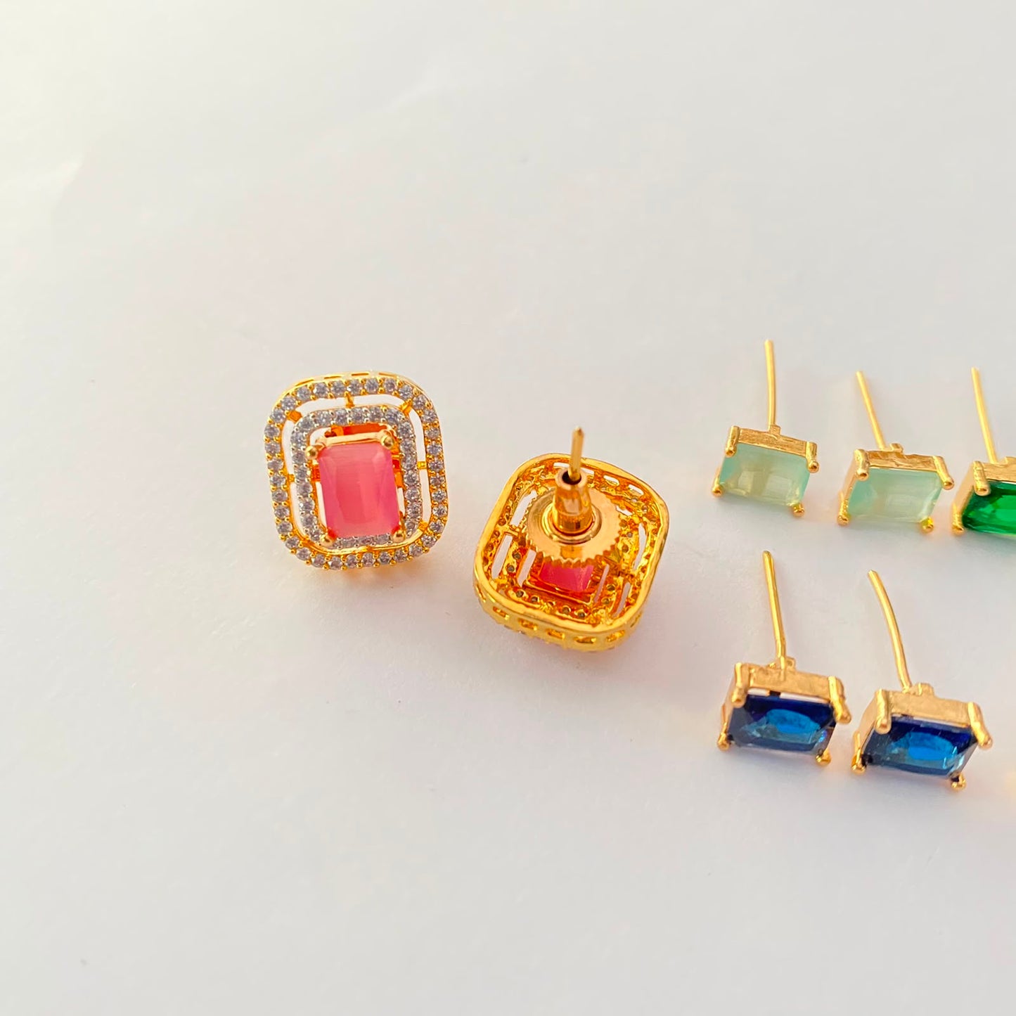 Square Shape Gold Plated Changeable Earring