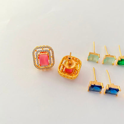 Square Shape Gold Plated Changeable Earring