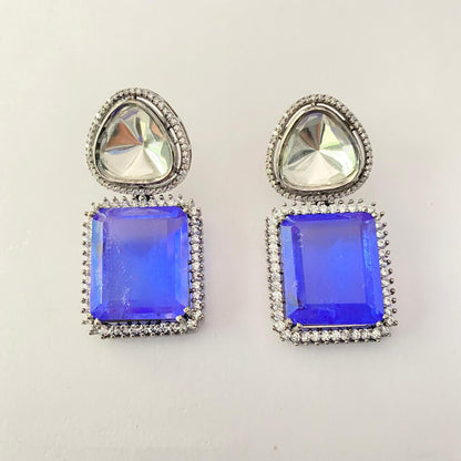 Blue Stone Polki Earring
