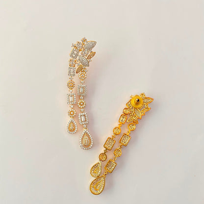 Silver & Gold Plated Diamond Earring
