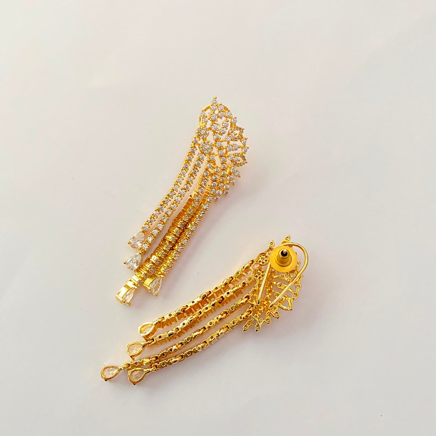 Gold Plated Diamond Earring With Back Clip