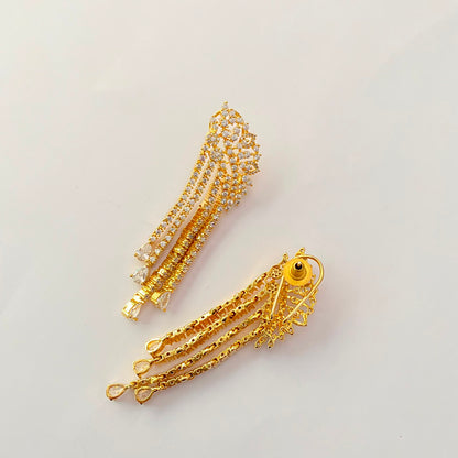 Gold Plated Diamond Earring With Back Clip