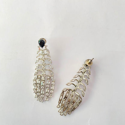 Silver Plated Black Stone Diamond Earring