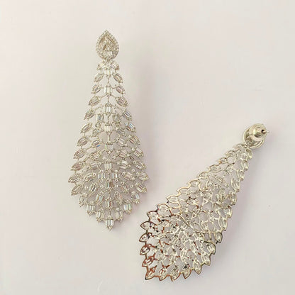 Silver Plated Diamond Long Earring