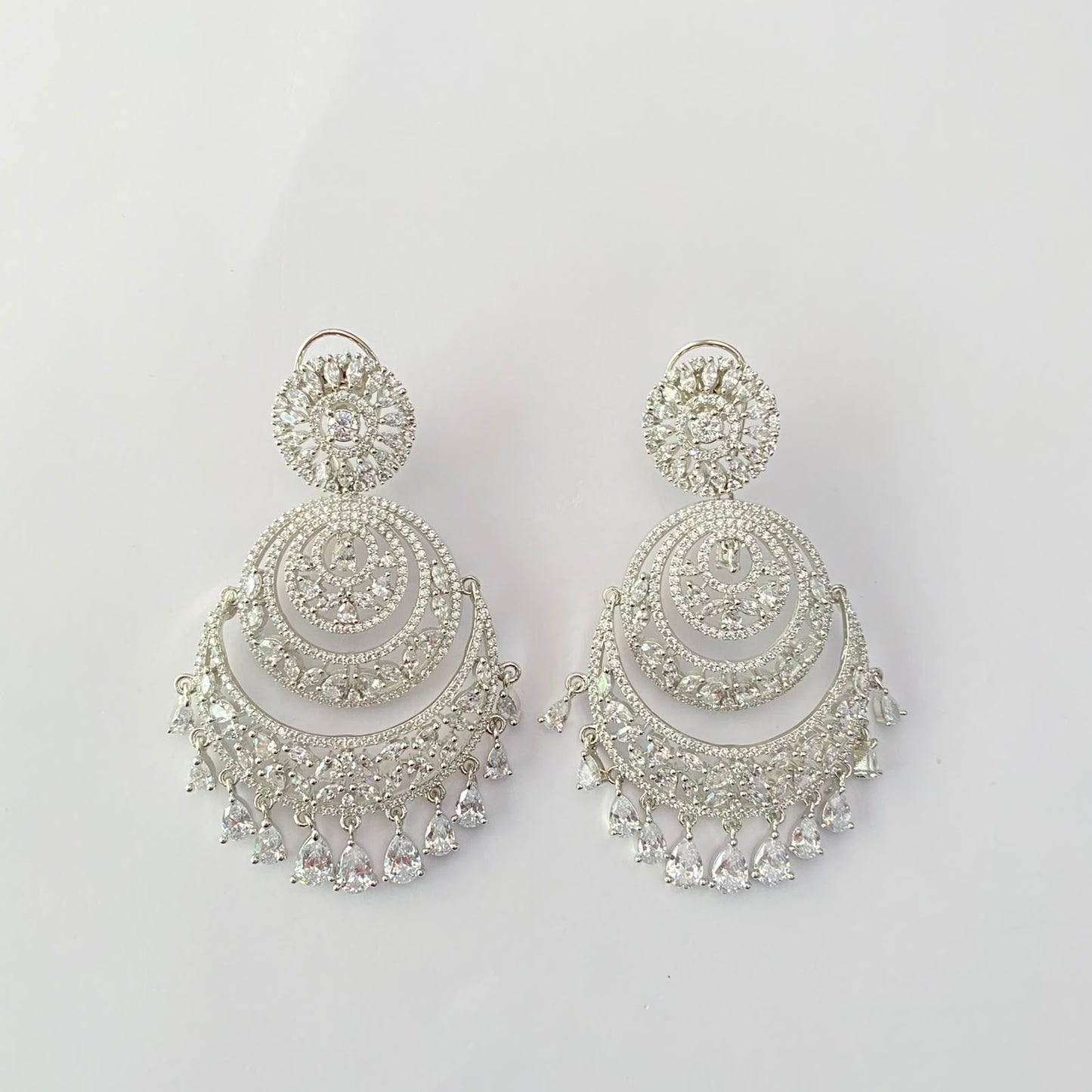 Diamond Silver Plated Chandbali Earring