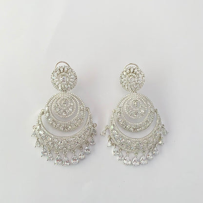 Diamond Silver Plated Chandbali Earring