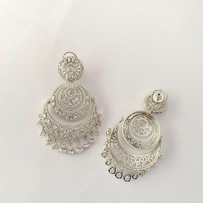 Diamond Silver Plated Chandbali Earring