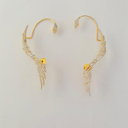 Diamond Gold Plated Celestial or Angel wing Ear Cuff Earring