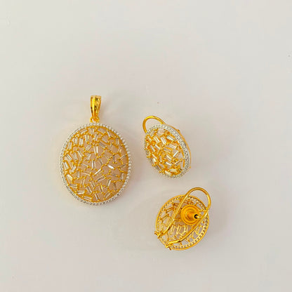 Diamond Gold Plated With Back Clip Pendant Set