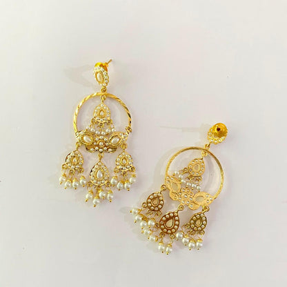 Gold Plated Pearl Jadau Earring