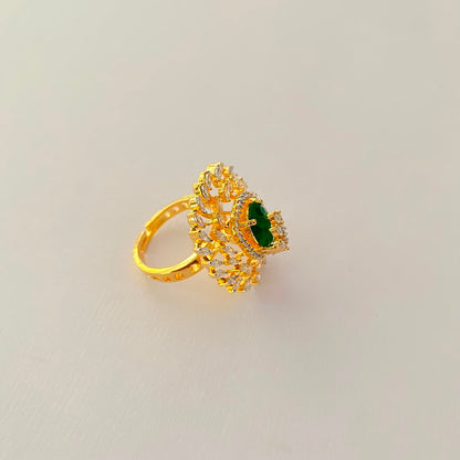 Gold Plated Green Diamond Ring