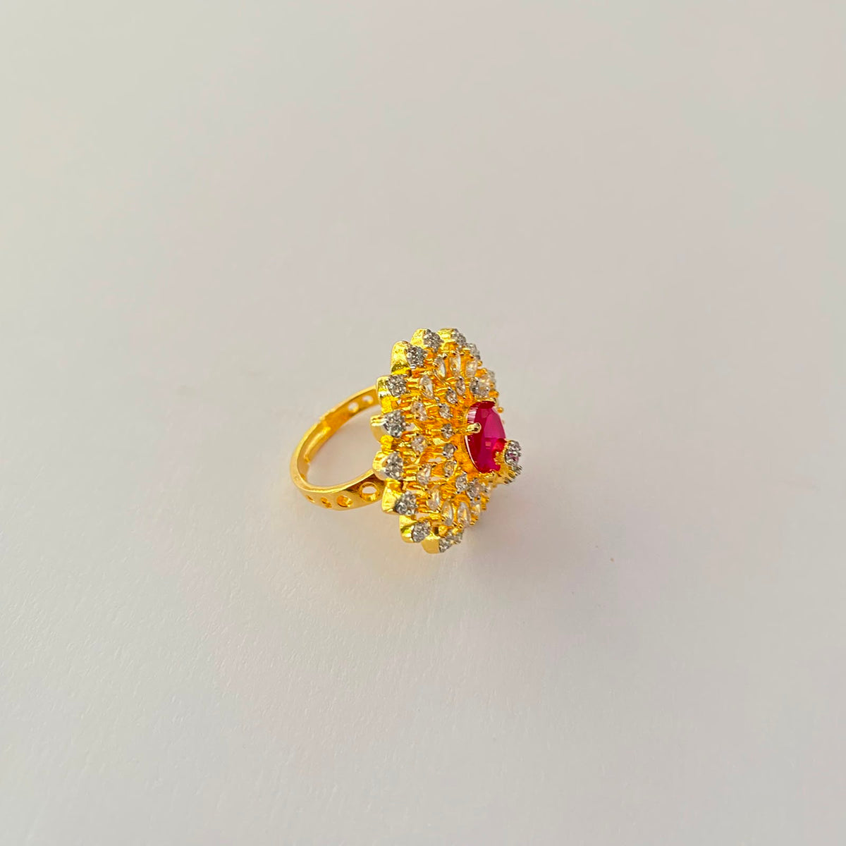 Ruby Gold Plated Diamond Ring