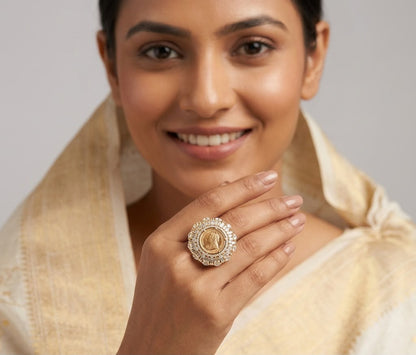 Gold Plated Diamond Big Gini Ring